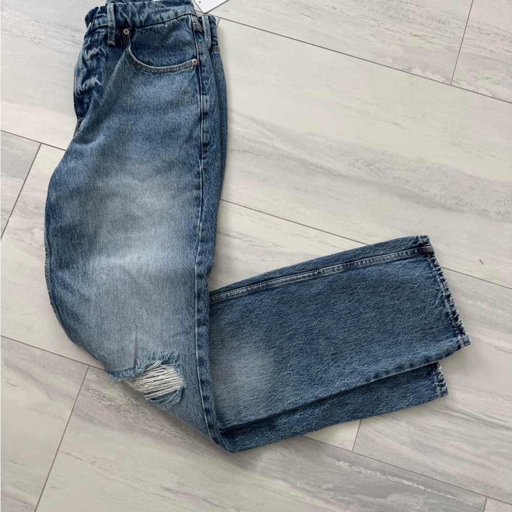 NWT Good American Light Blue Ripped Straight Leg Indigo Jeans - Picture 8 of 8